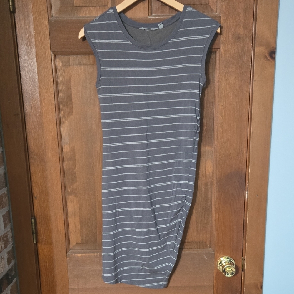 Athleta Gray and White Sheath Midi Dress